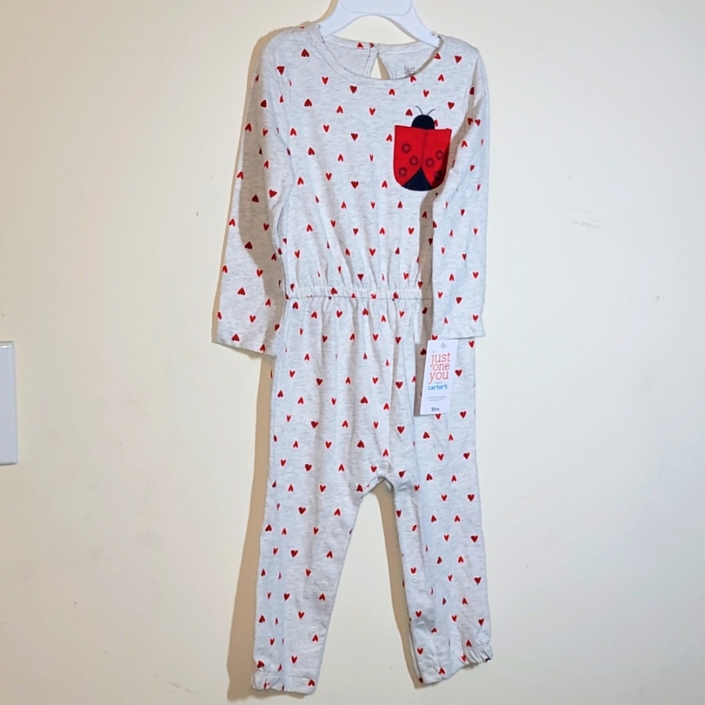 Carter's lady bug onesie for girls 18M. Grey, red and black. Jumpsuit